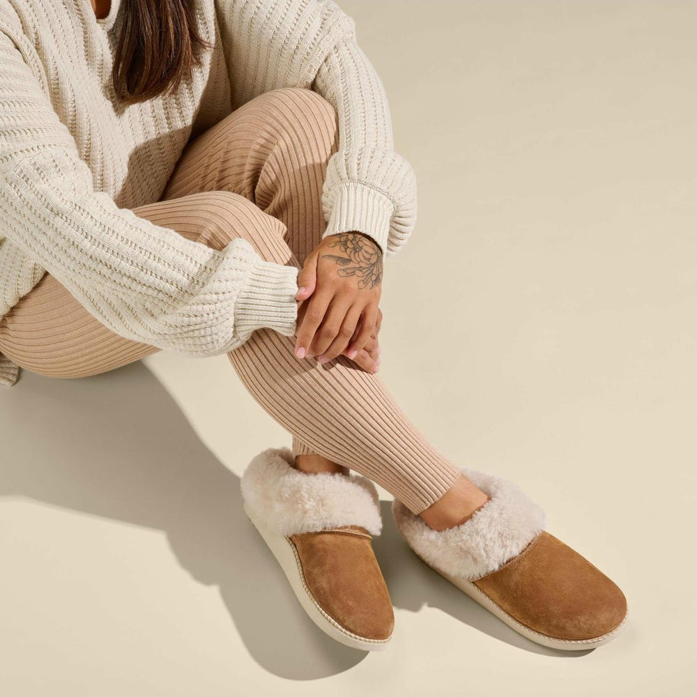 Olukai Ku‘i Slip-On Slippers - Tan / Bone | Women Arch Support