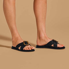 Olukai La‘i Slide Slide Beach Sandals - Black | Women Slides