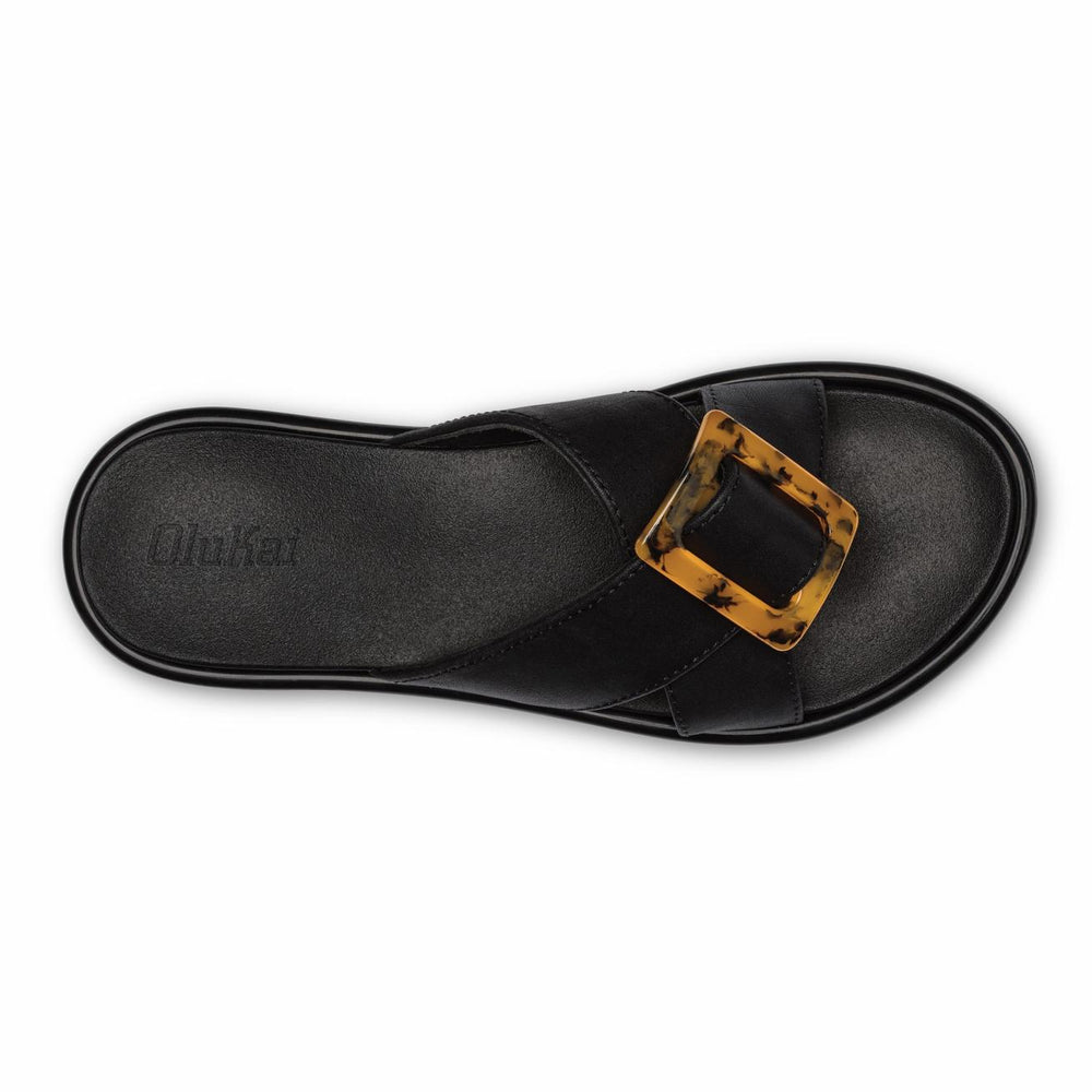 Olukai La‘i Slide Slide Beach Sandals - Black | Women Slides