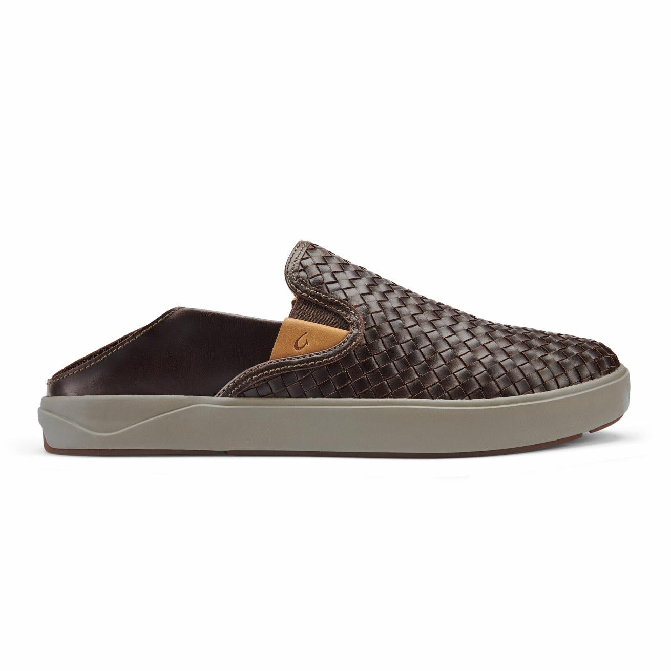 Olukai Lae‘ahi Lauhala Leather Slip-On Sneakers - Dark Wood | Men Slip-On