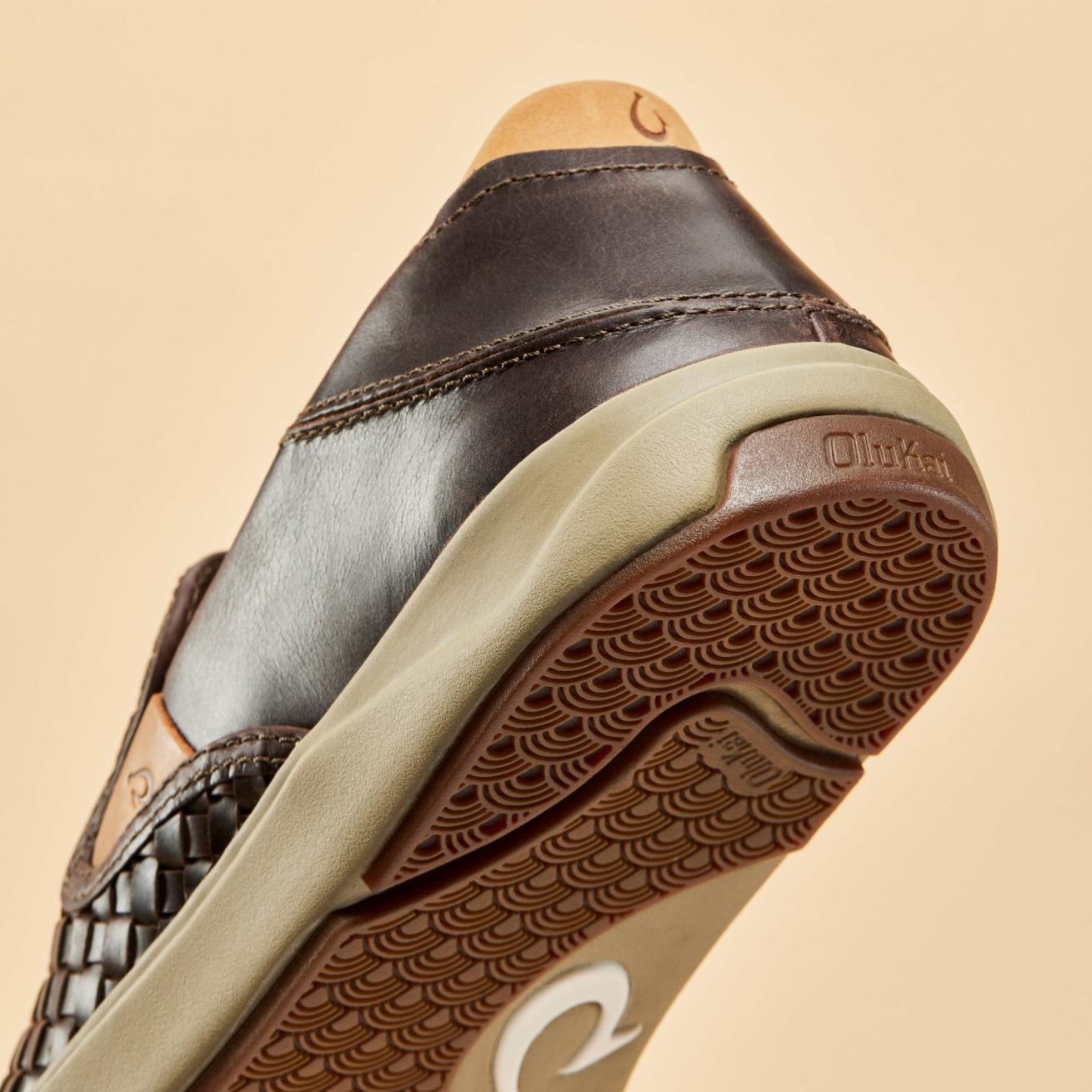 Olukai Lae‘ahi Lauhala Leather Slip-On Sneakers - Dark Wood | Men Slip-On