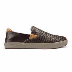 Olukai Lae‘ahi Lauhala Leather Slip-On Sneakers - Dark Wood | Men Slip-On