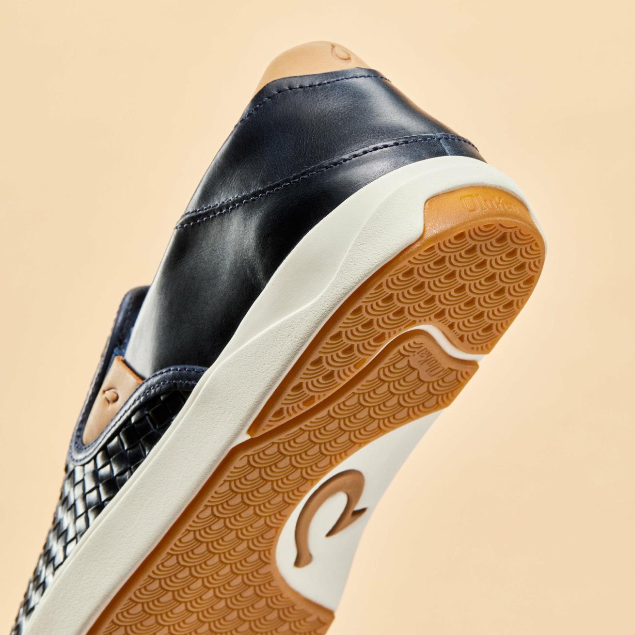 Olukai Lae‘ahi Lauhala Leather Slip-Ons - Trench Blue | Men Leather