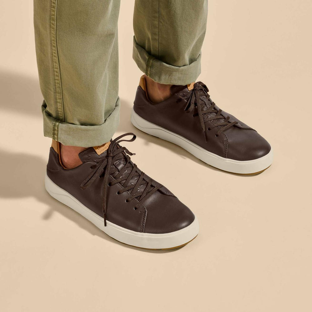 Olukai Lae‘ahi Lī ‘Ili Leather Sneakers - Dark Java | Men Water-Friendly
