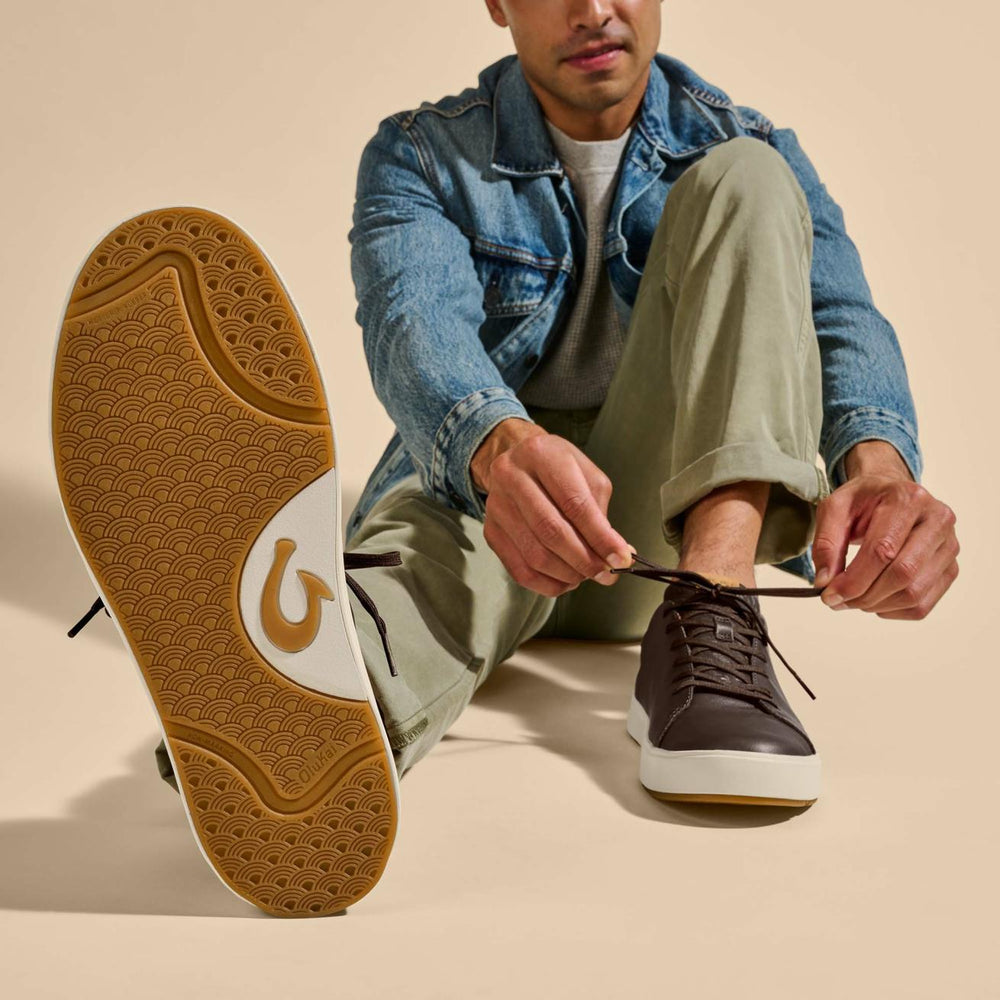 Olukai Lae‘ahi Lī ‘Ili Leather Sneakers - Dark Java | Men Water-Friendly