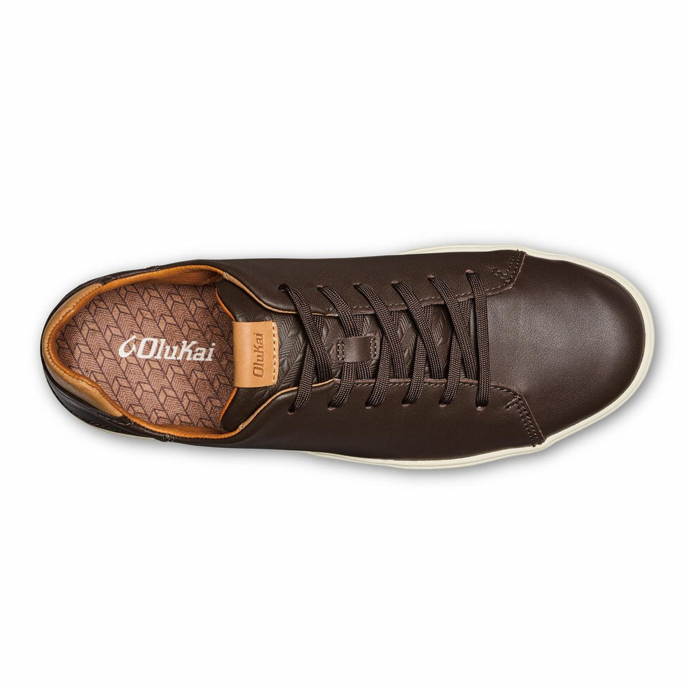 Olukai Lae‘ahi Lī ‘Ili Leather Sneakers - Dark Java | Men Water-Friendly
