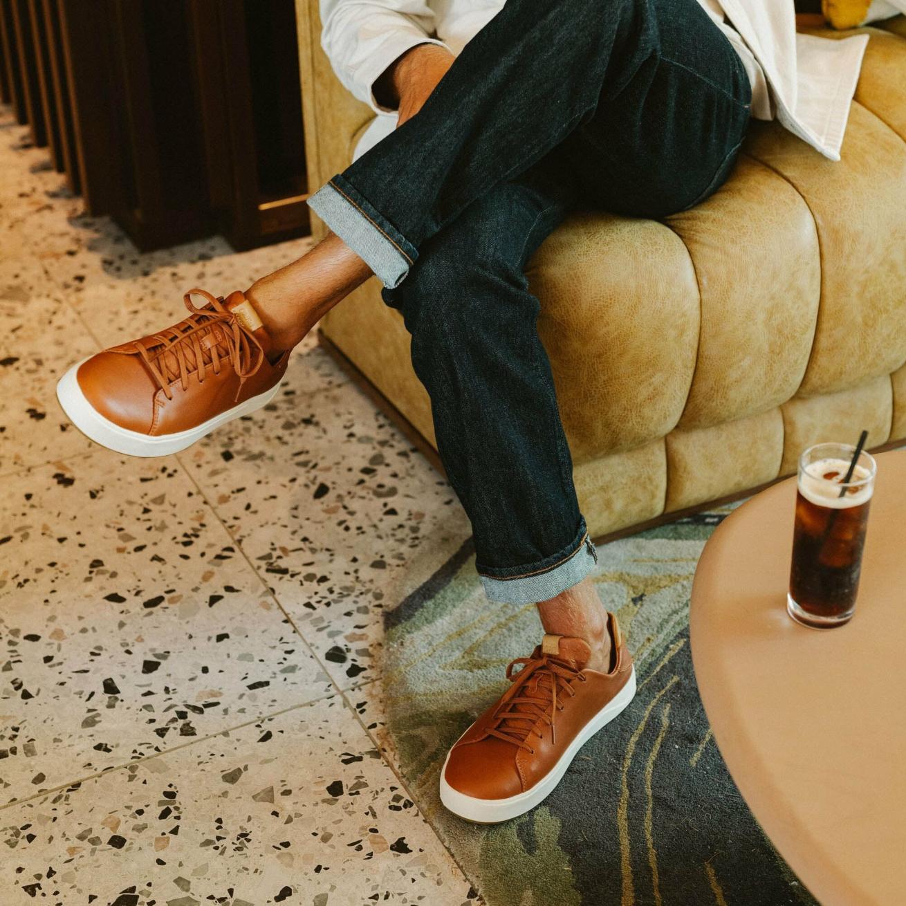 Olukai Lae‘ahi Lī ‘Ili Leather Sneakers - Kukui Brown | Men Sneakers