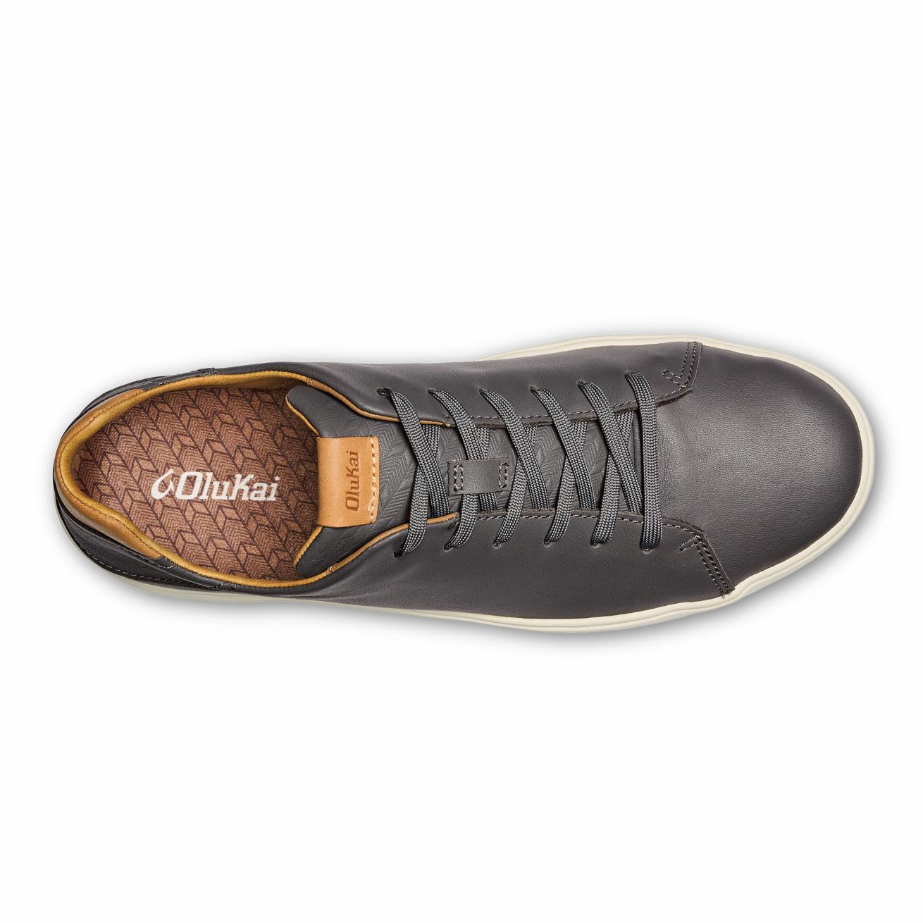 Olukai Lae‘ahi Lī ‘Ili Leather Sneakers - Stone | Men Leather