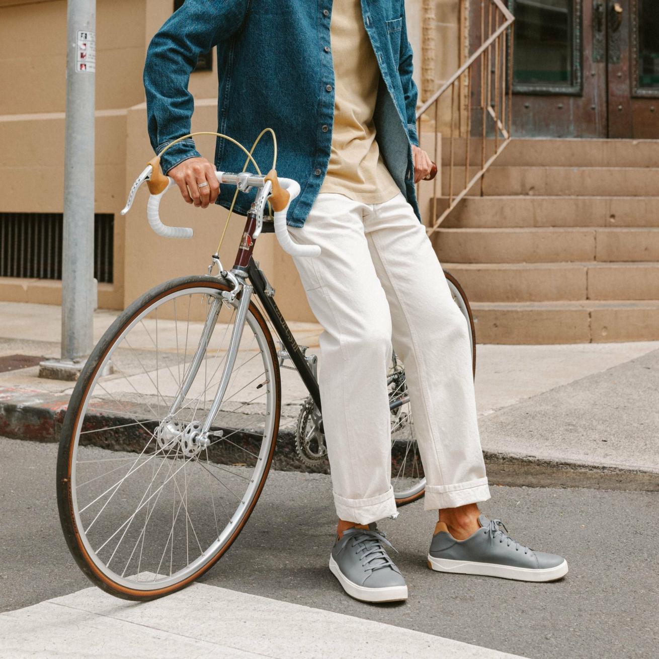 Olukai Lae‘ahi Lī ‘Ili Leather Sneakers - Stone | Men Leather