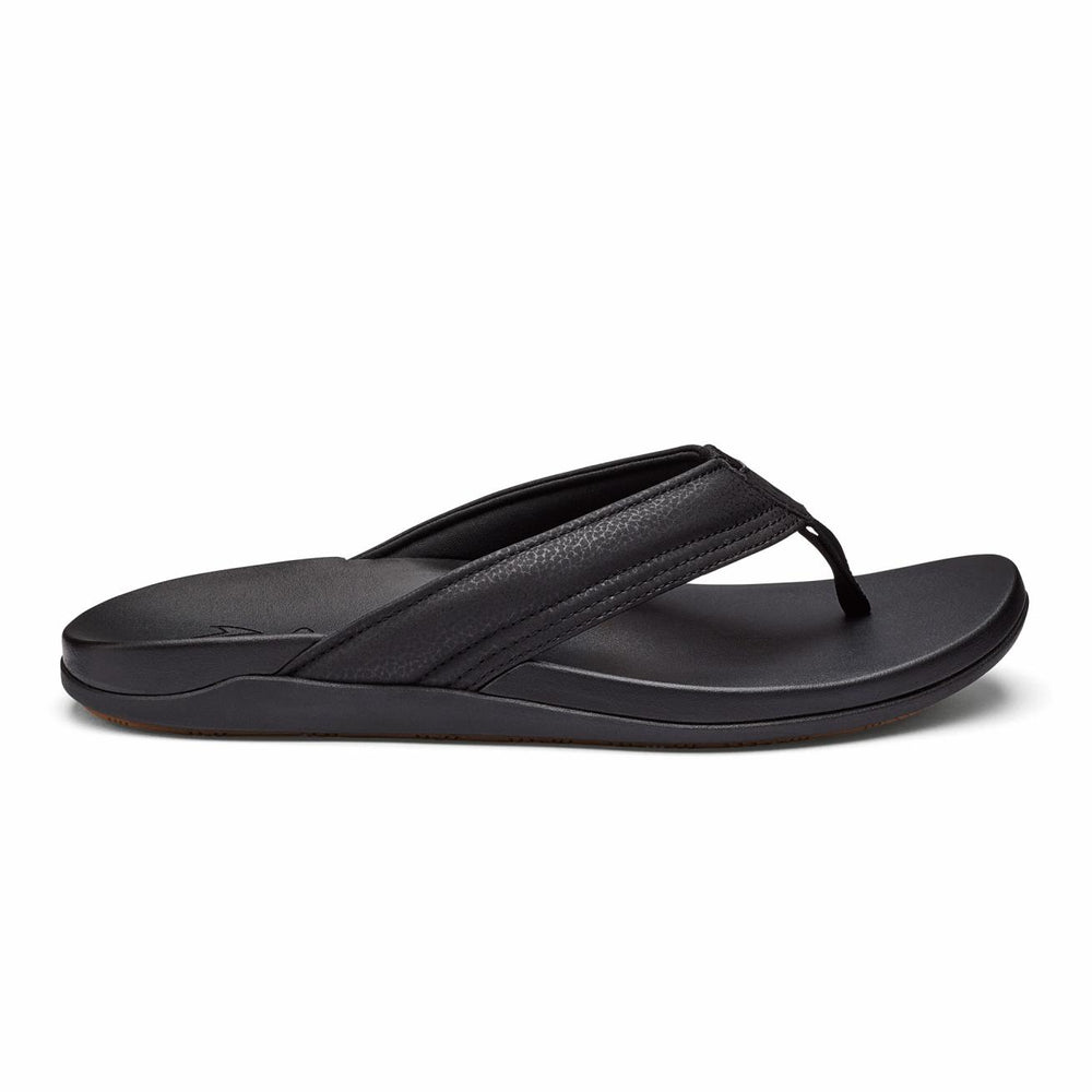 Olukai Maha Recovery Comfortable Beach Sandals - Black | Men Recovery