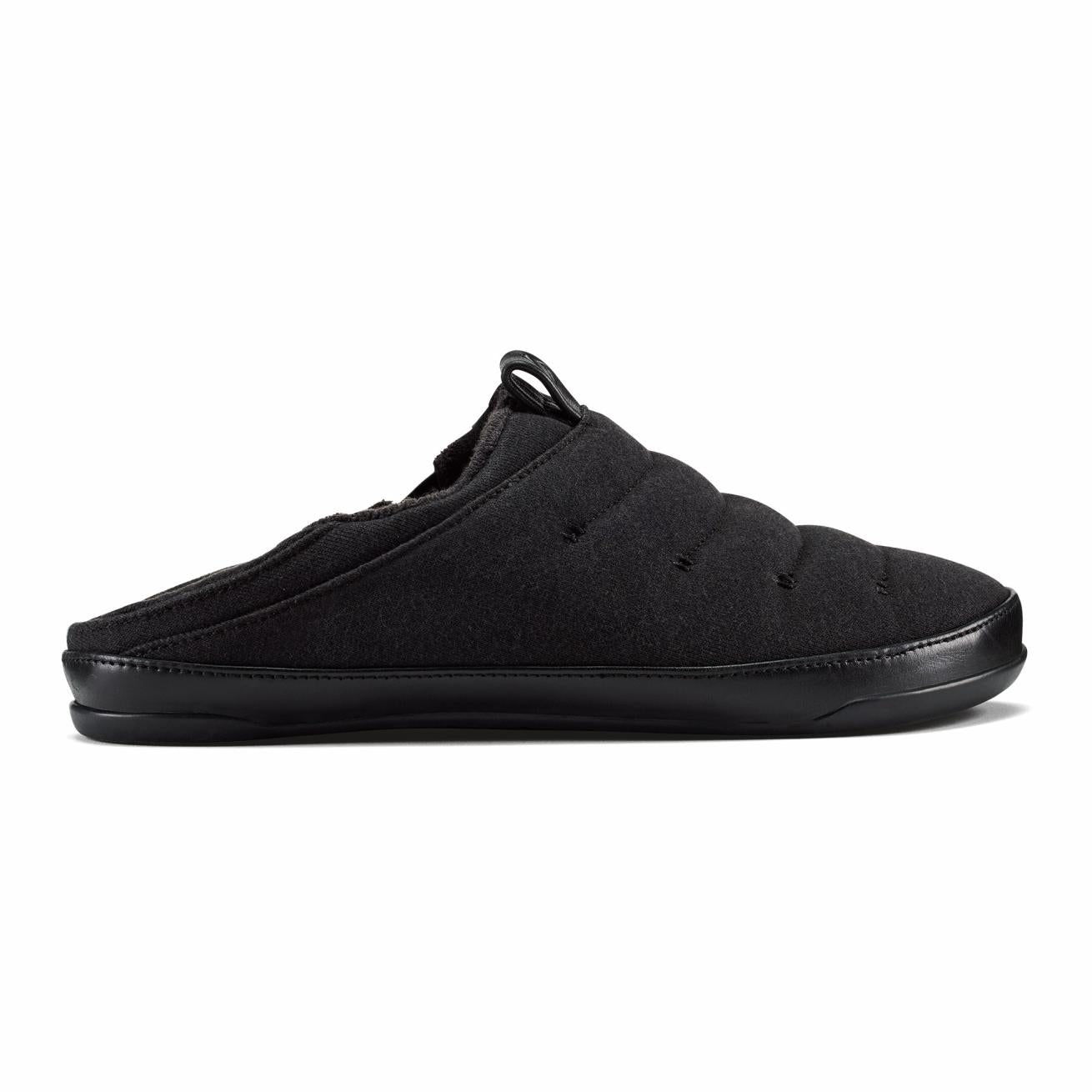 Olukai Mahana Jersey Cotton Slippers - Black | Men Indoor/Outdoor