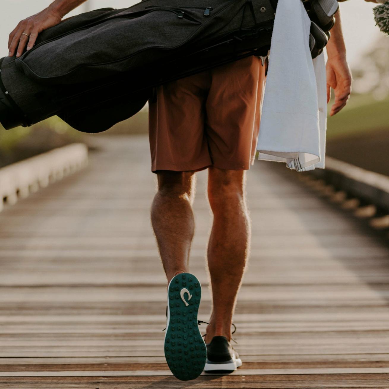 Olukai Manele Breathable Golf Shoes - Black / Dark Shadow | Men Golf