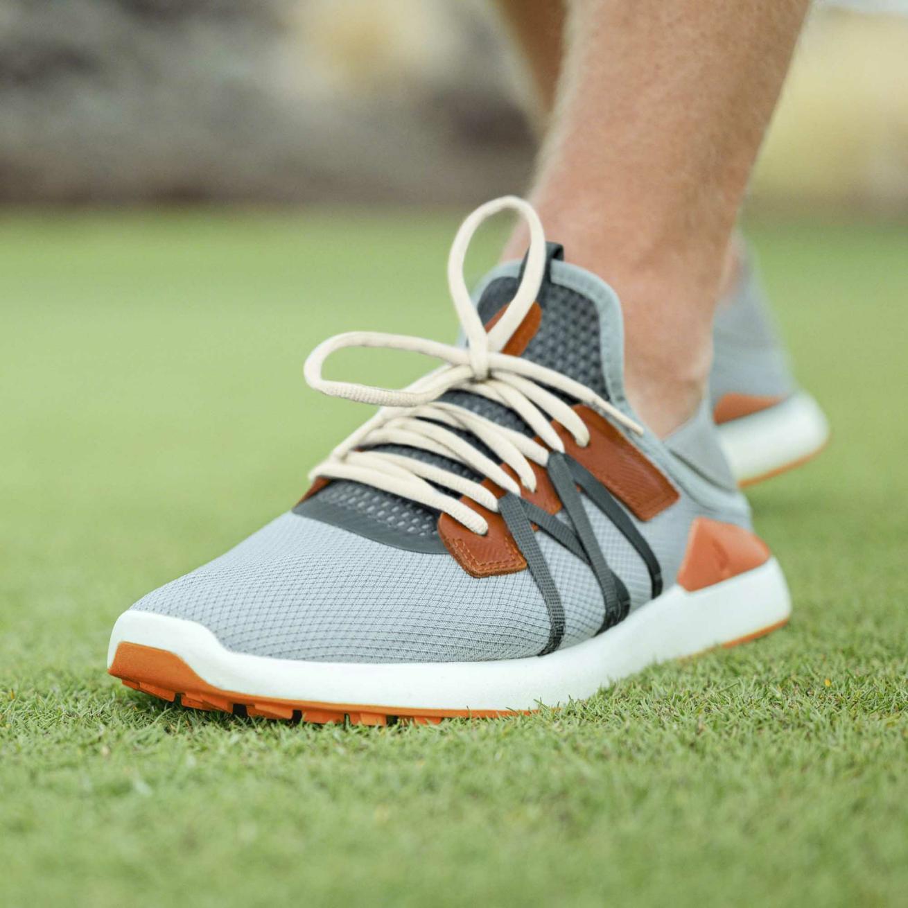 Olukai Manele Breathable Golf Shoes - Pale Moss / Molten Orange | Men Golf