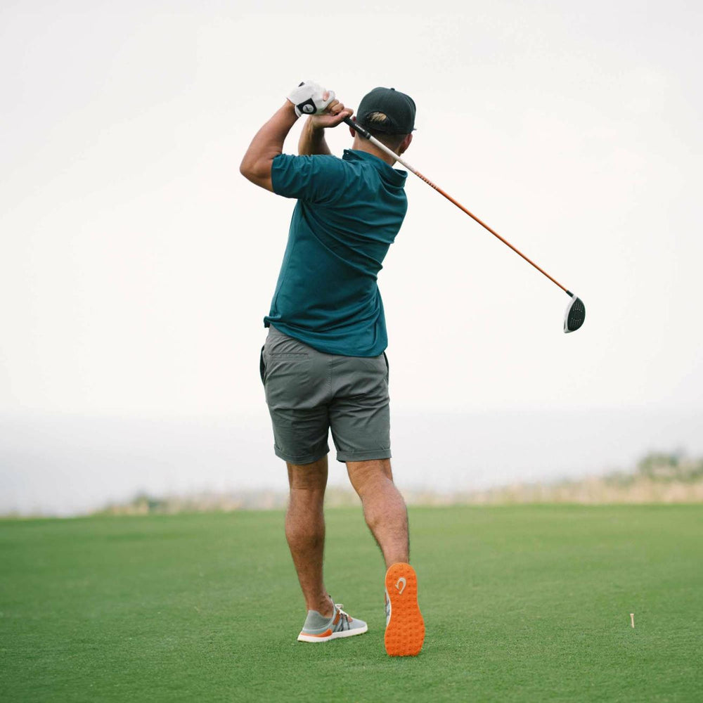 Olukai Manele Breathable Golf Shoes - Pale Moss / Molten Orange | Men Golf