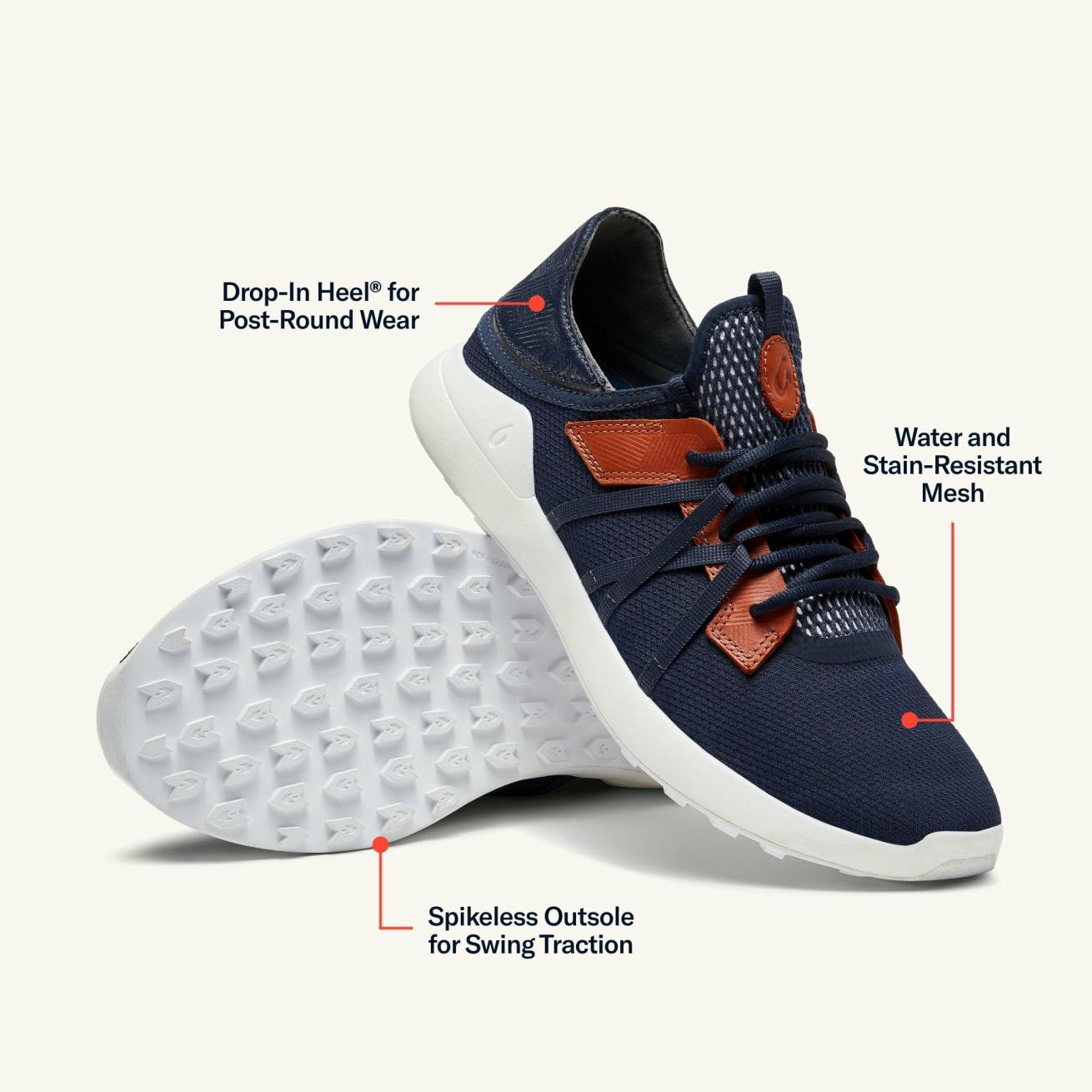 Olukai Manele Breathable Golf Shoes - Trench Blue | Men Golf