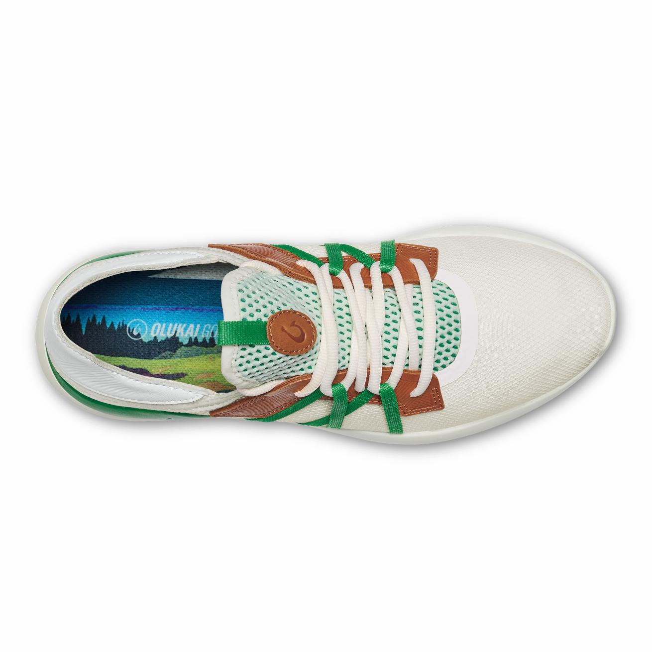 Olukai Manele Breathable Golf Shoes - White / Bamboo | Men Golf