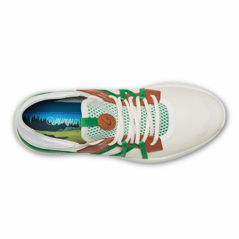 Olukai Manele Breathable Golf Shoes - White / Bamboo | Men Golf