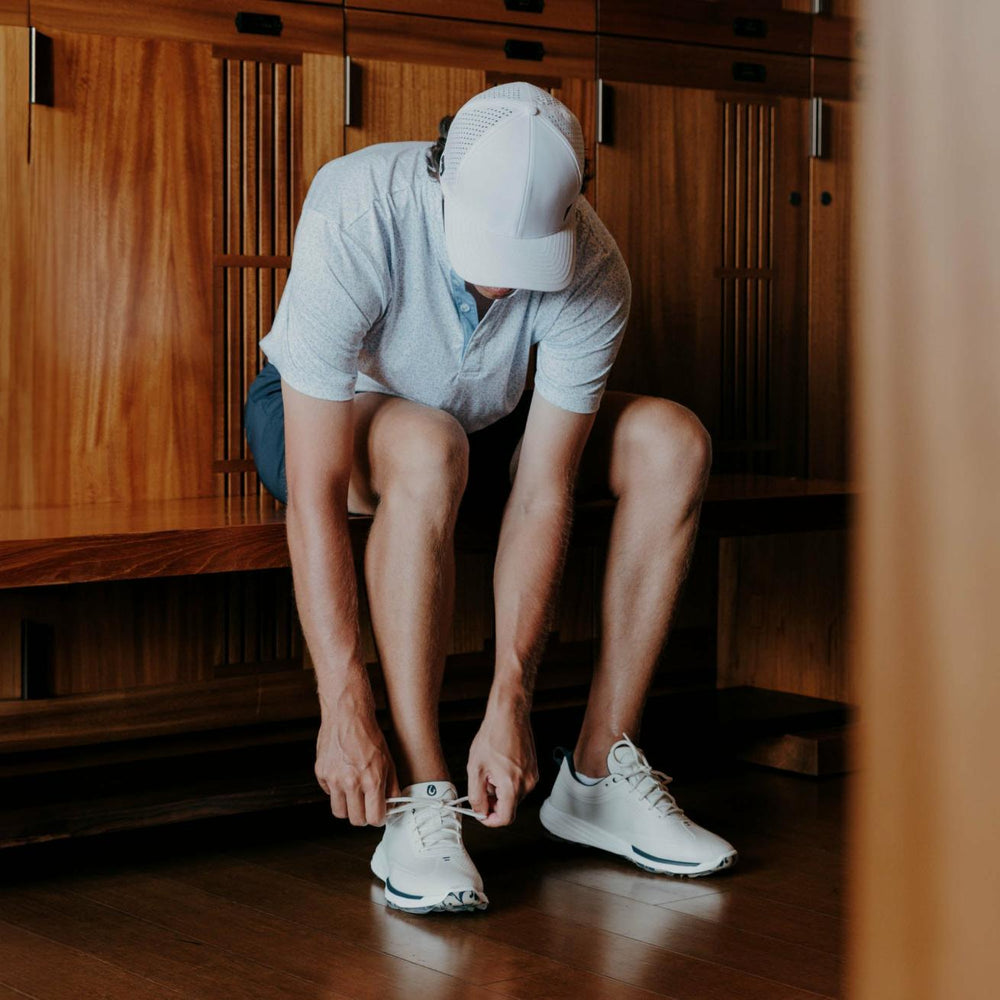 Olukai Mākena Waterproof Golf Shoes - White Sand | Men Golf