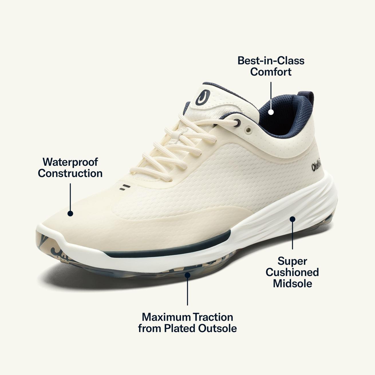 Olukai Mākena Waterproof Golf Shoes - White Sand | Men Golf