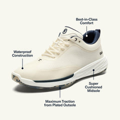 Olukai Mākena Waterproof Golf Shoes - White Sand | Men Golf