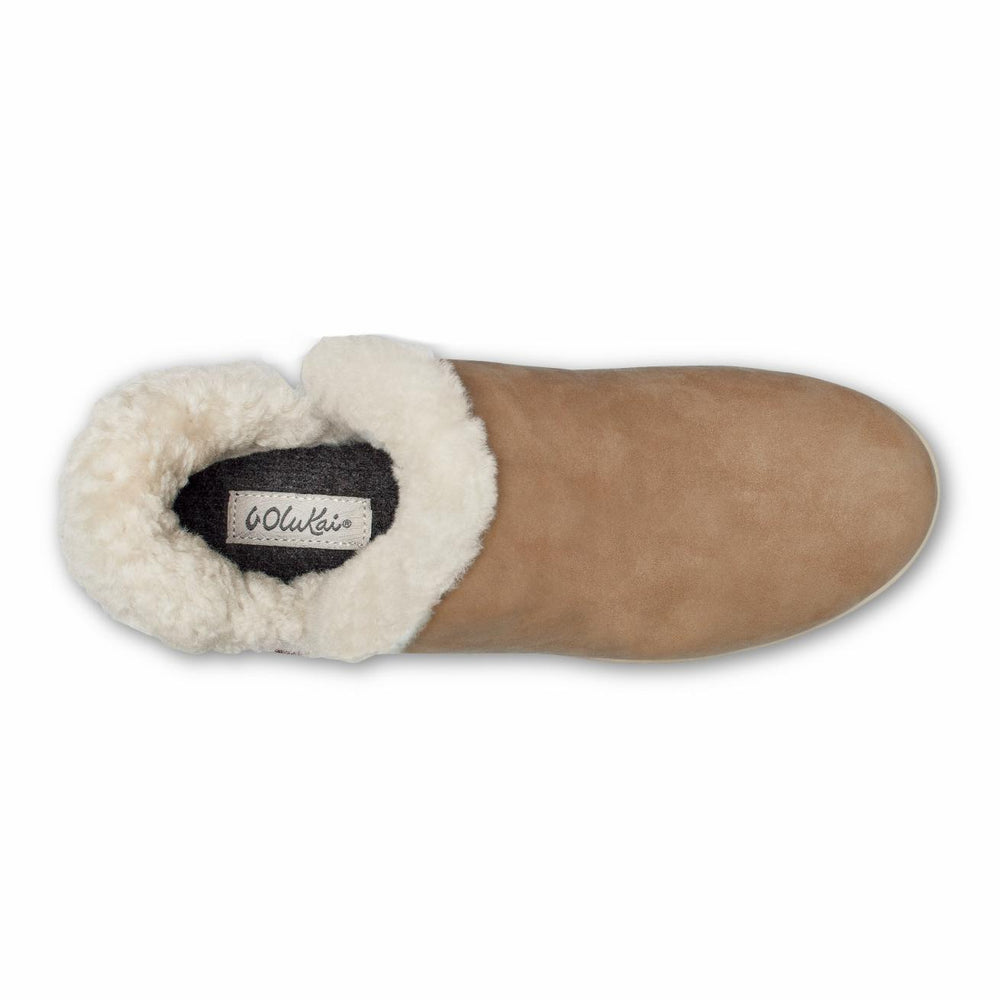 Olukai Mālua Hulu Booties - Tan / Tapa | Women Indoor/Outdoor