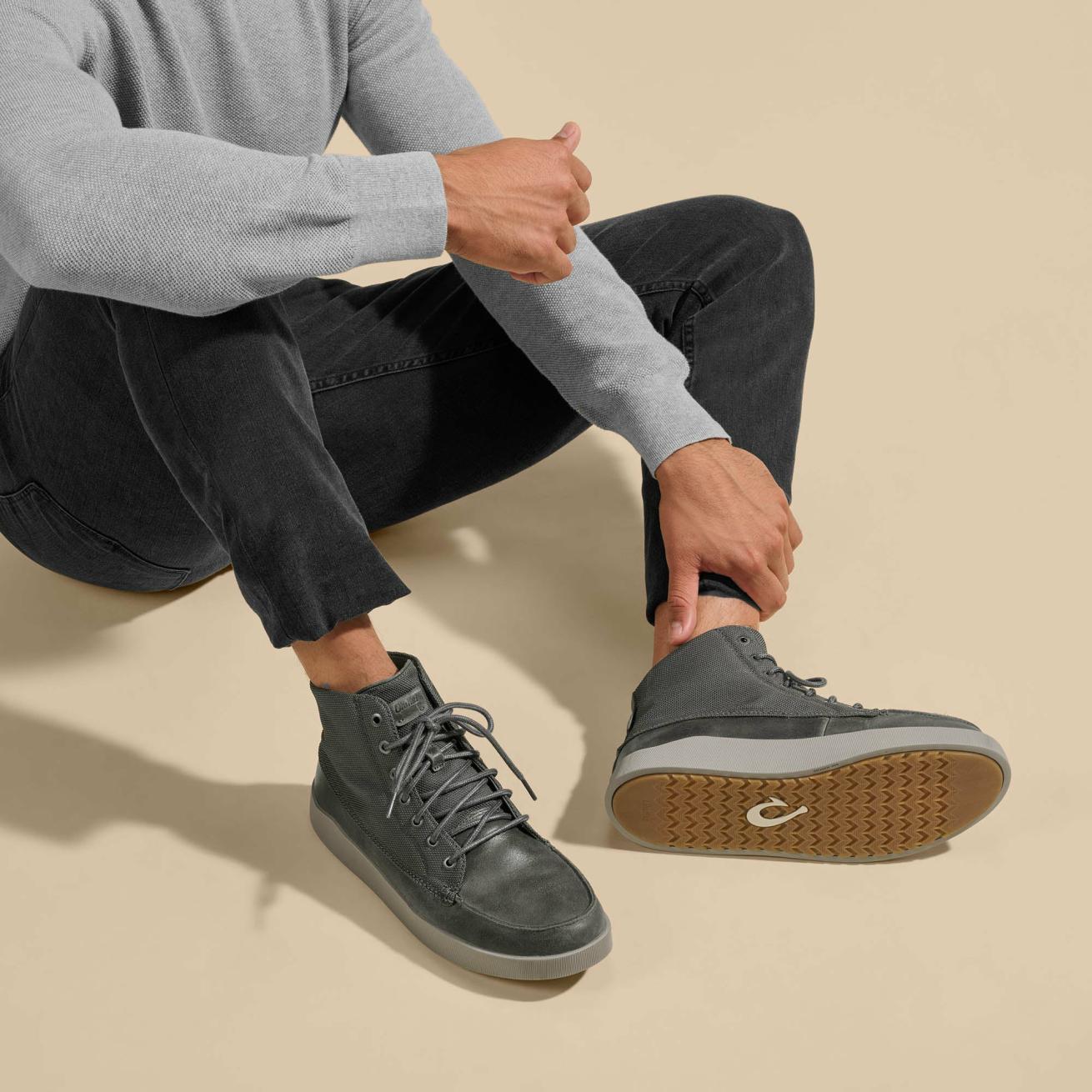 Olukai Mōlina Waterproof Leather Boots - Black | Men Waterproof