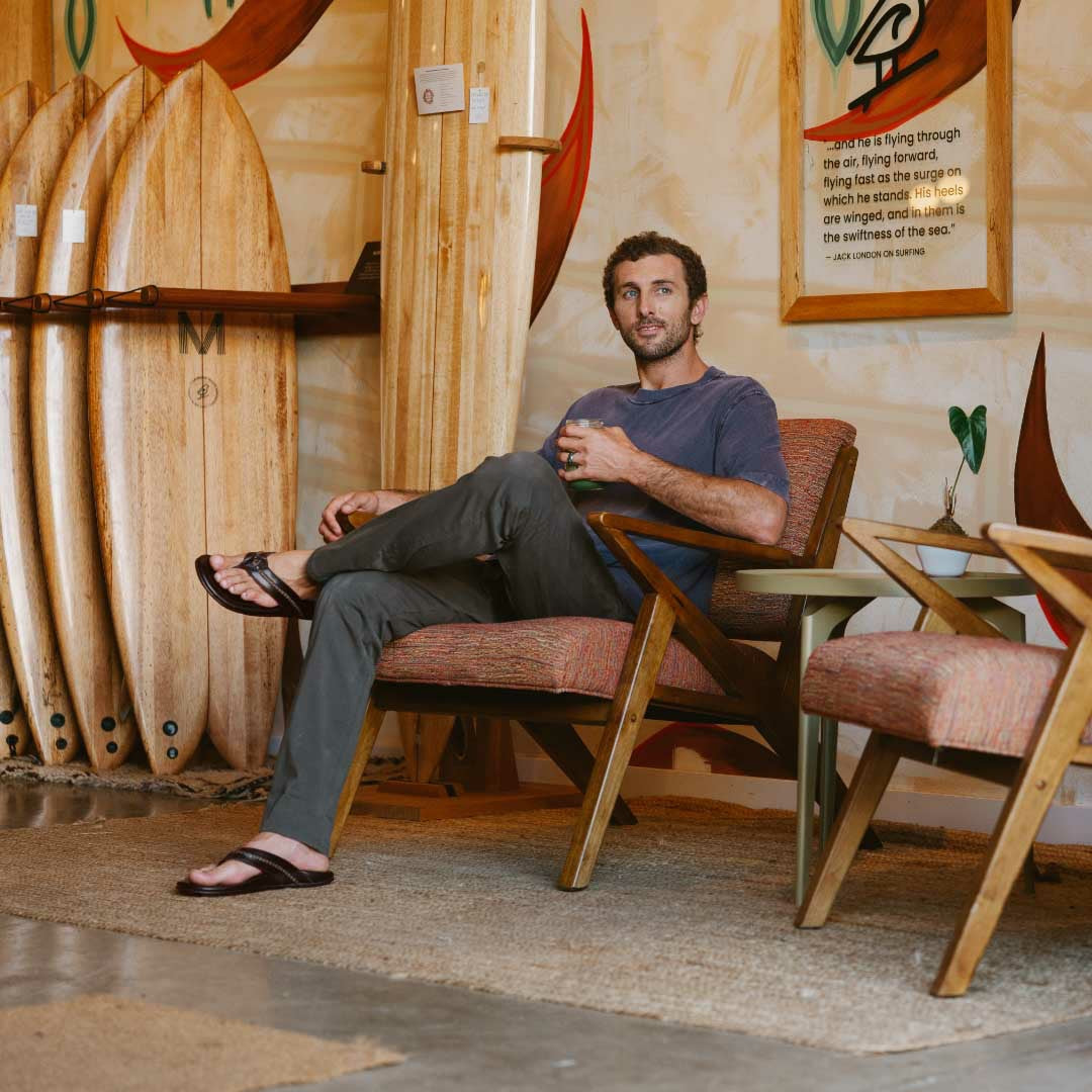 Olukai Mea Ola Leather Beach Sandals - Dark Java | Men Leather