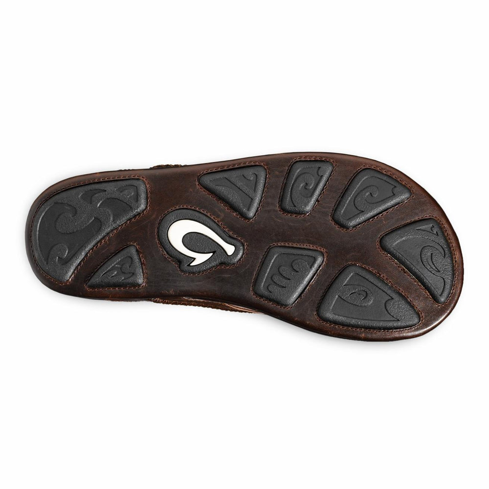 Olukai Mea Ola Leather Beach Sandals - Dark Java | Men Leather
