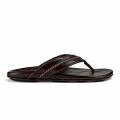 Olukai Mea Ola Leather Beach Sandals - Dark Java | Men Leather
