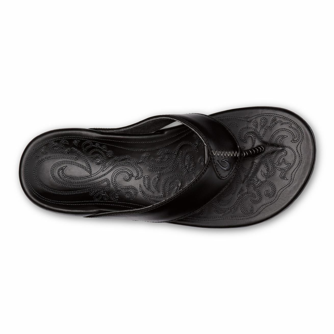 Olukai Mekila Full-Grain Leather Beach Sandals - Black | Men Leather