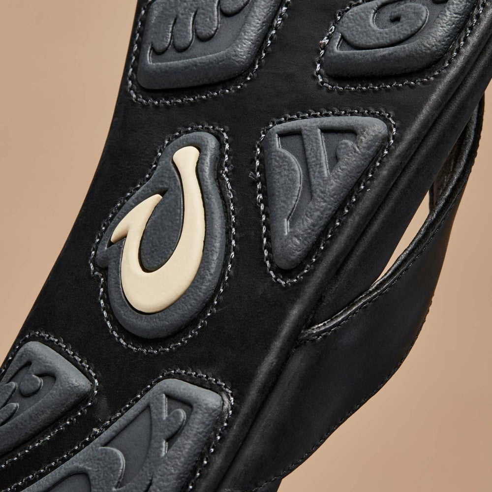 Olukai Mekila Full-Grain Leather Beach Sandals - Black | Men Leather