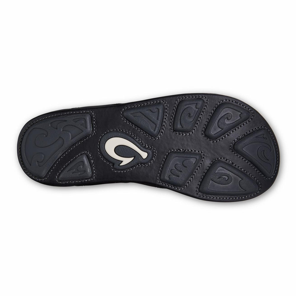Olukai Mekila Full-Grain Leather Beach Sandals - Black | Men Leather