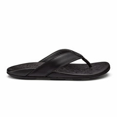 Olukai Mekila Full-Grain Leather Beach Sandals - Black | Men Leather