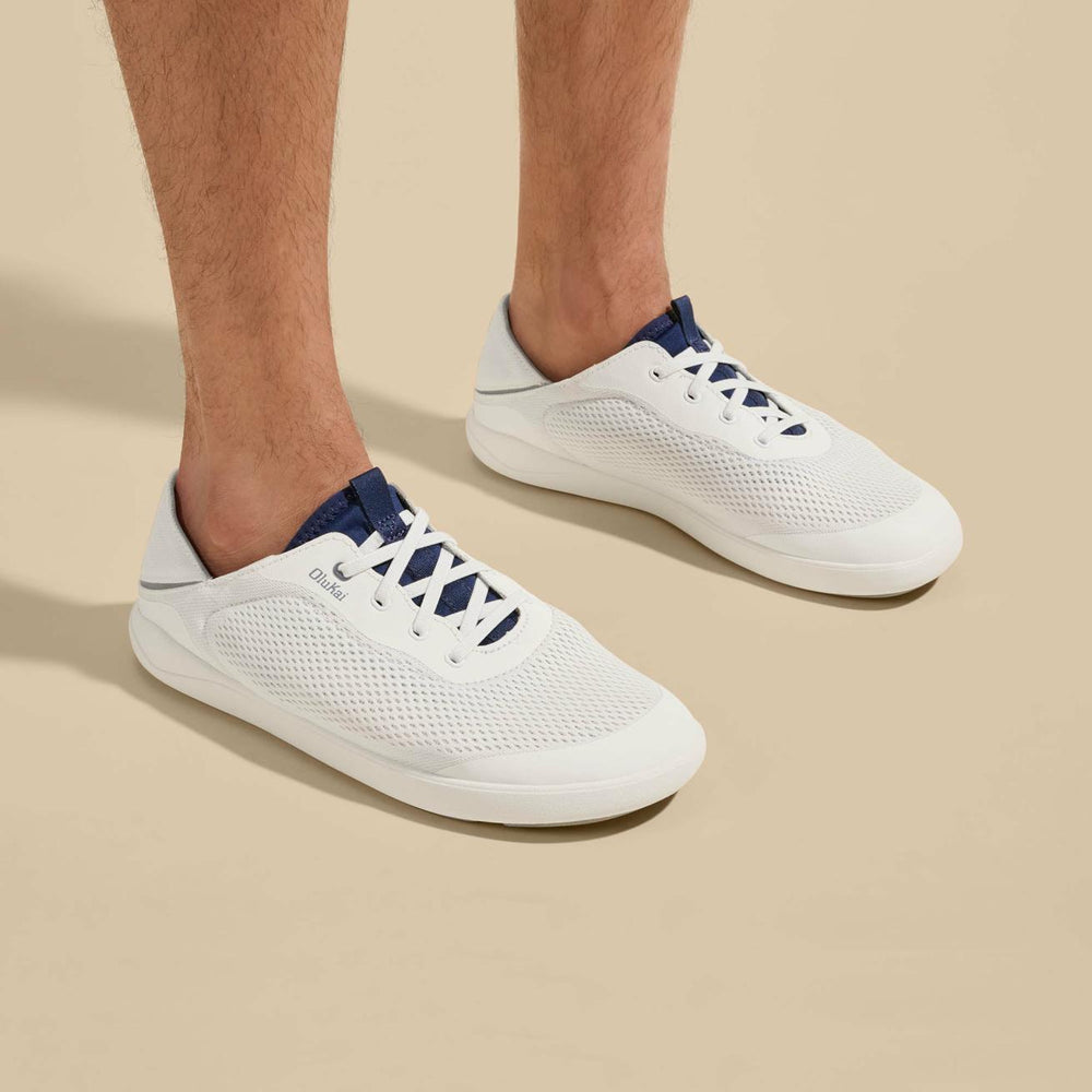 Olukai Moku Pae Boat Shoes - Bright White / Pacifica | Men Boat Shoes