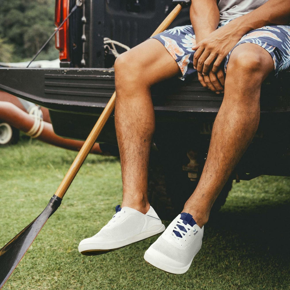 Olukai Moku Pae Boat Shoes - Bright White / Pacifica | Men Boat Shoes