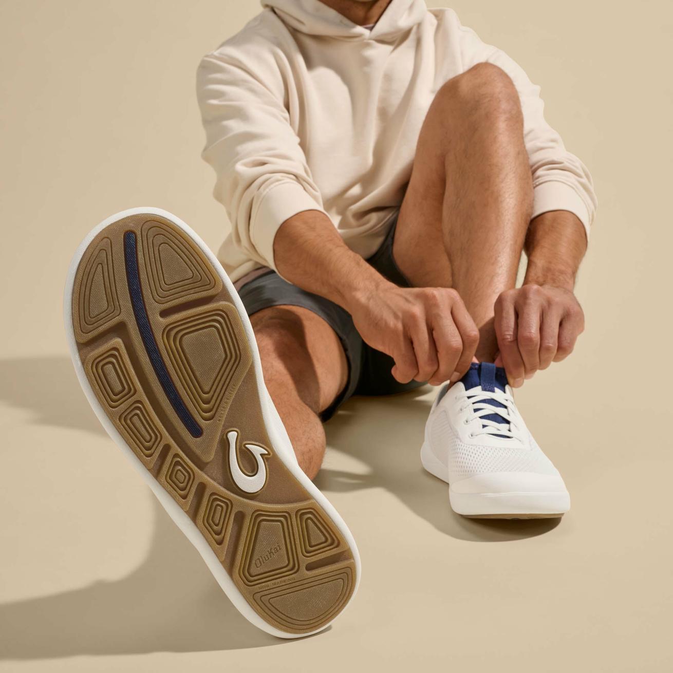 Olukai Moku Pae Boat Shoes - Bright White / Pacifica | Men Boat Shoes