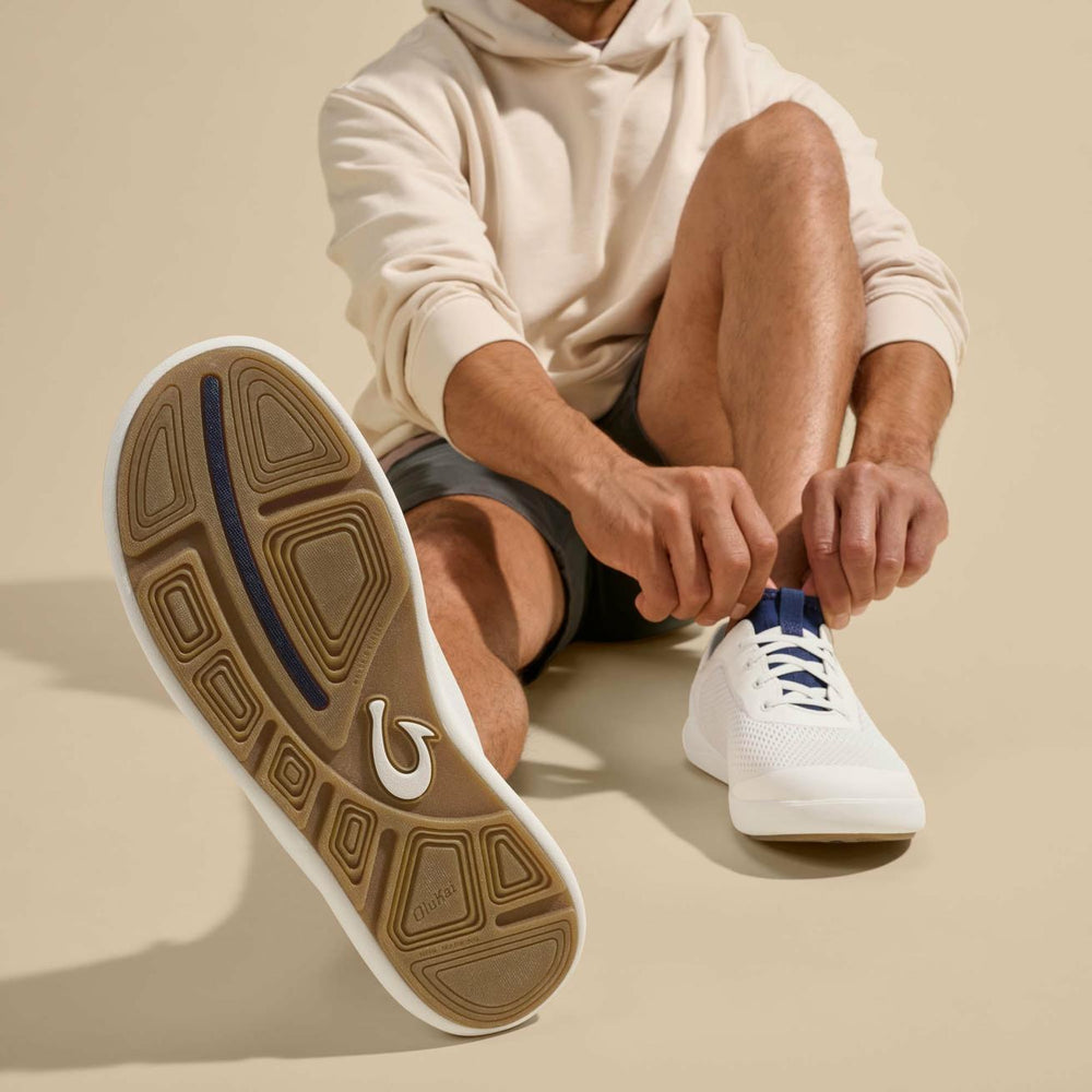 Olukai Moku Pae Boat Shoes - Bright White / Pacifica | Men Boat Shoes