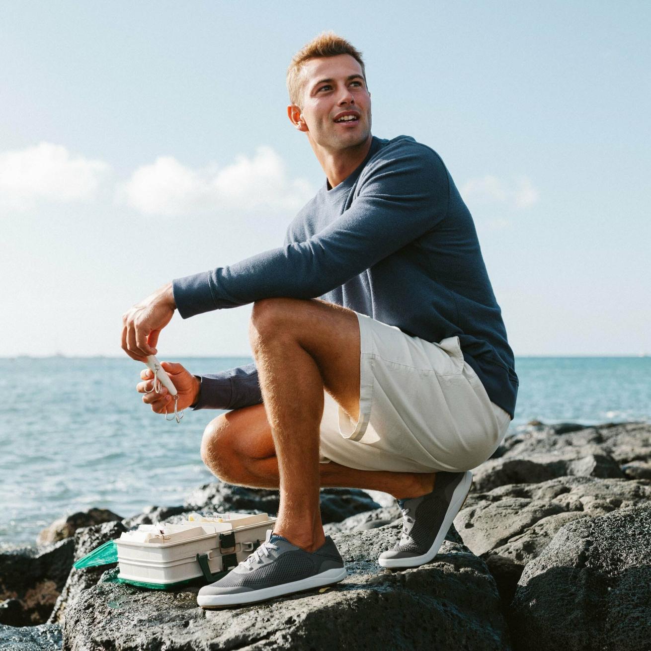 Olukai Moku Pae Boat Shoes - Pavement / Vintage Blue | Men Water-Friendly