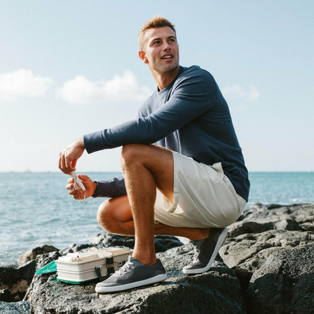 Olukai Moku Pae Boat Shoes - Pavement / Vintage Blue | Men Water-Friendly