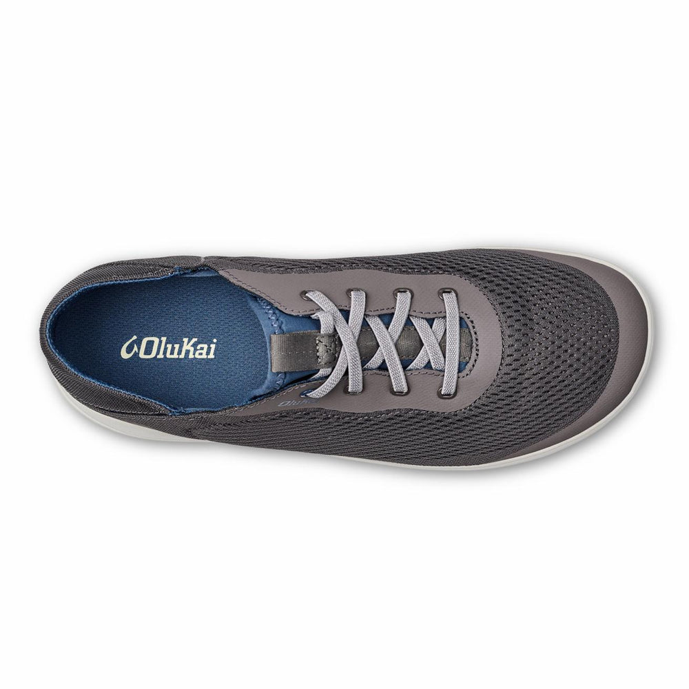 Olukai Moku Pae Boat Shoes - Pavement / Vintage Blue | Men Water-Friendly