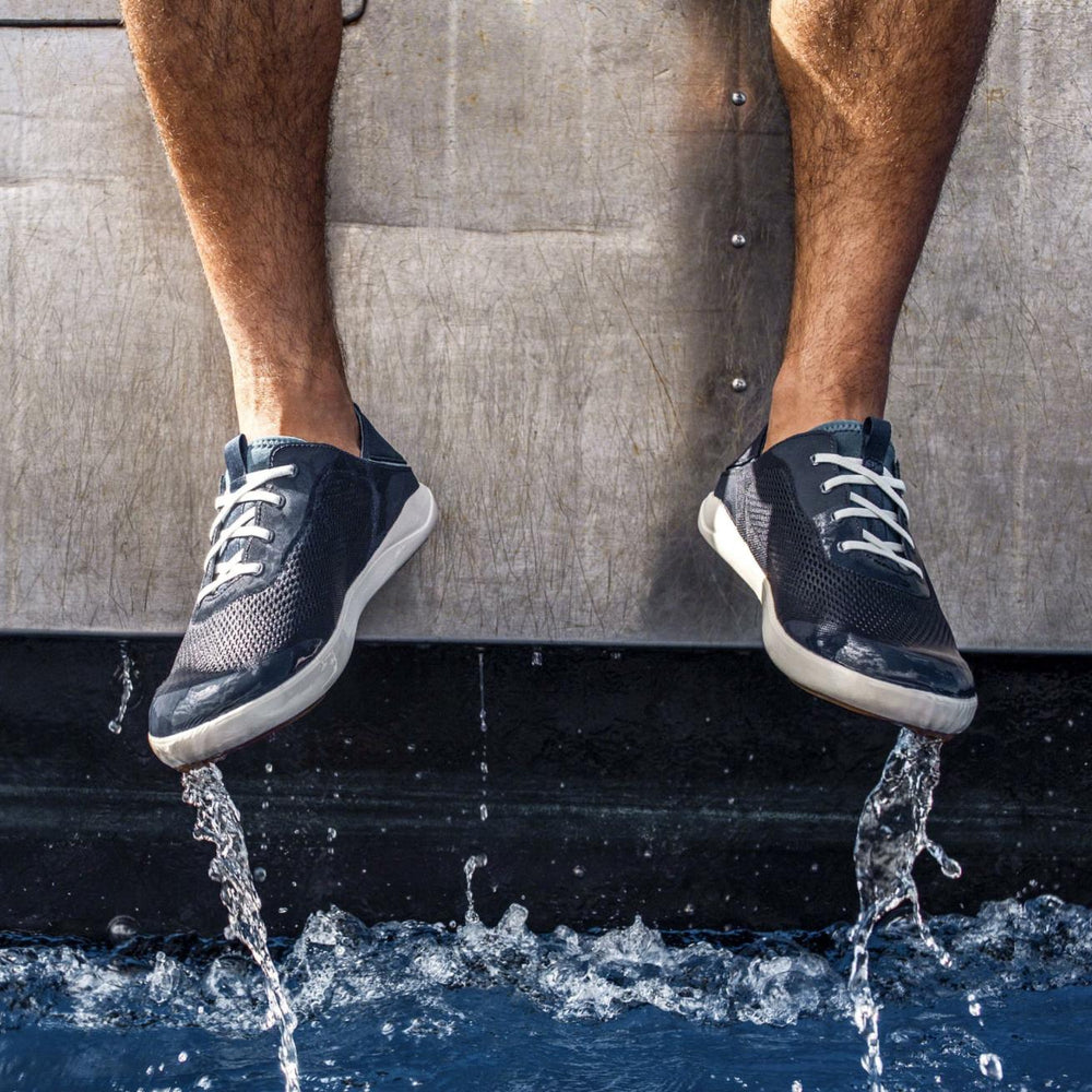 Olukai Moku Pae Boat Shoes - Trench Blue / Off White | Men Boat Shoes