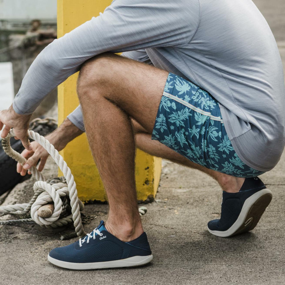 Olukai Moku Pae Boat Shoes - Trench Blue / Off White | Men Boat Shoes