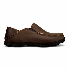 Olukai Moloā Leather Slip On Shoes - Dark Wood / Dark Java | Men Leather