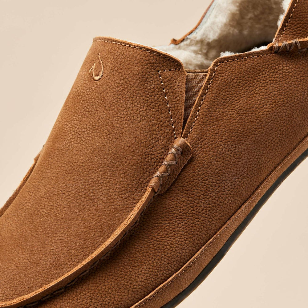 Olukai Moloā Leather Slippers - Kona Coffee | Men Cold Weather