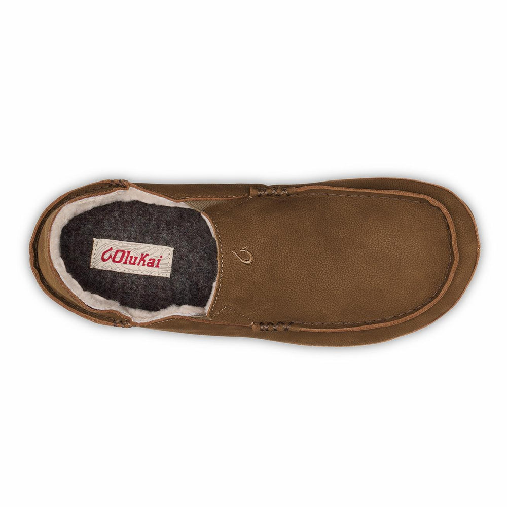 Olukai Moloā Leather Slippers - Kona Coffee | Men Cold Weather