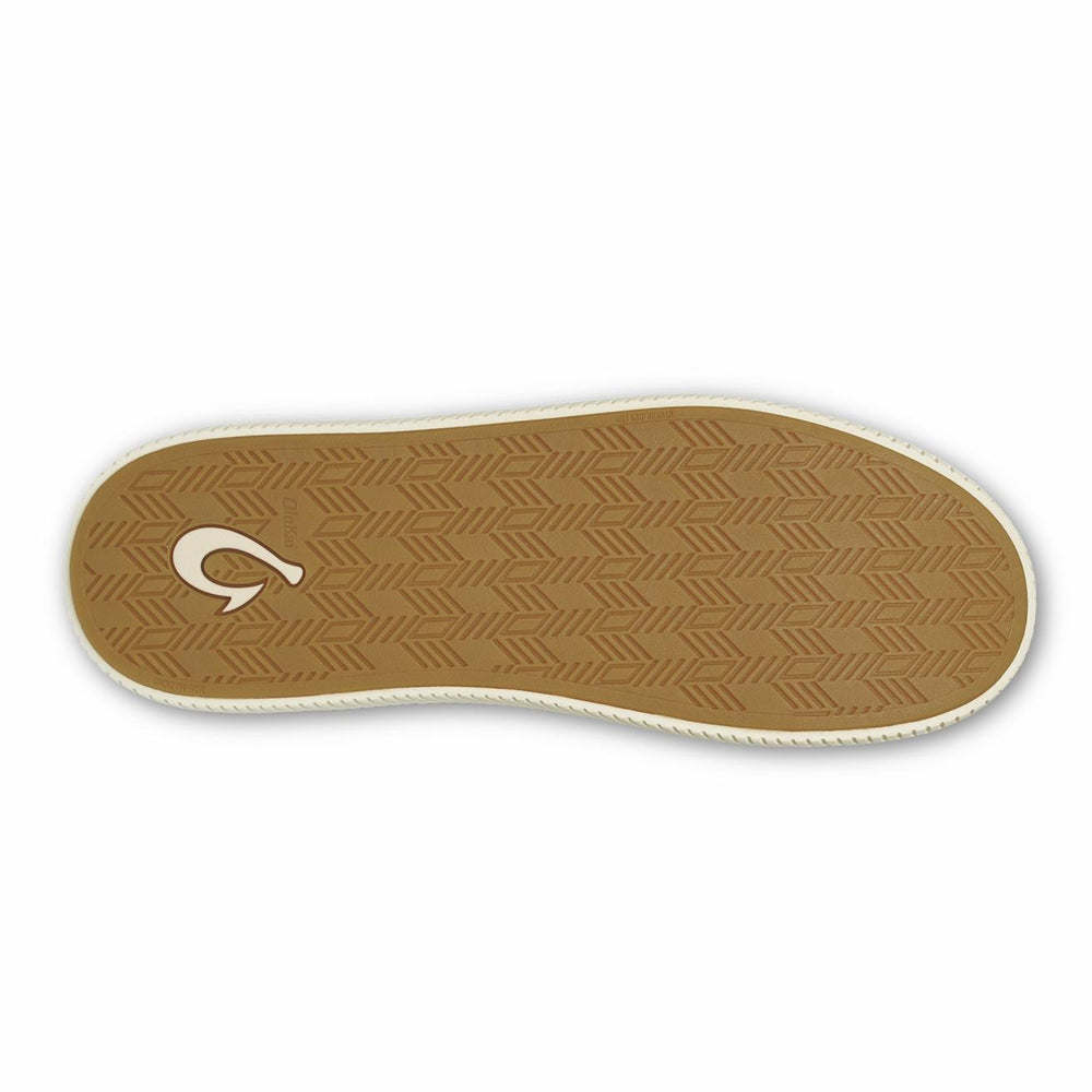 Olukai Mua 'Ili Leather Mule Slippers - Golden Sand / Bone | Men Indoor/Outdoor
