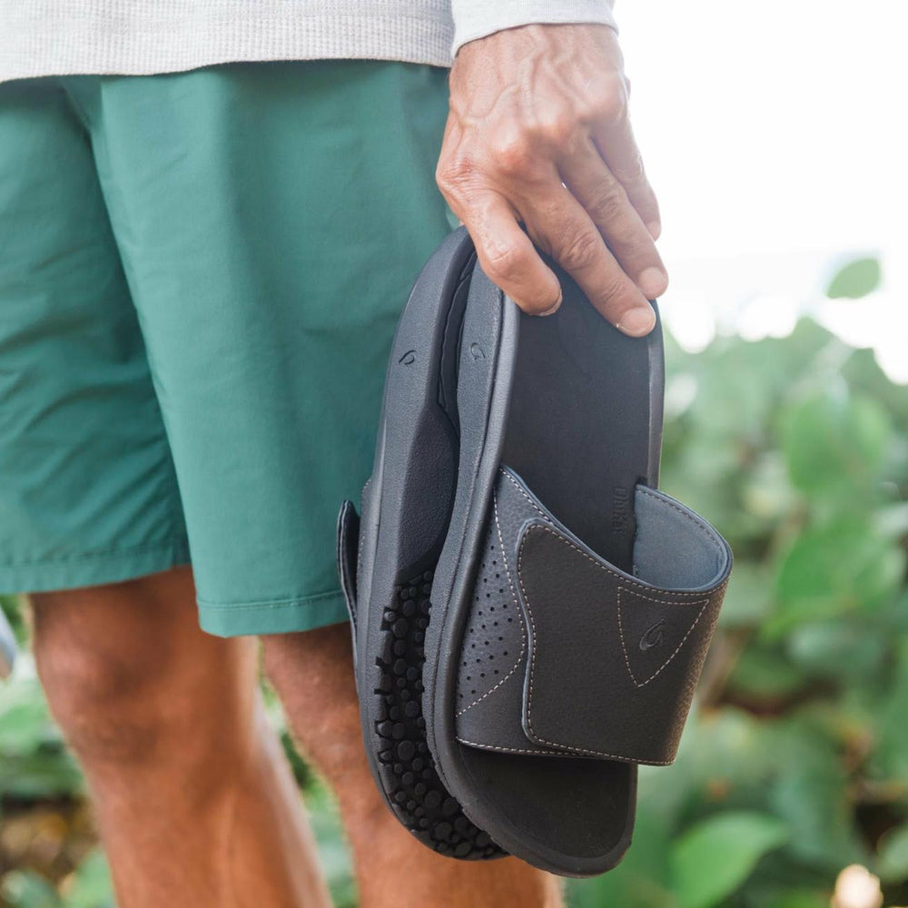 Olukai Nalu Slide Beach Slide Sandals - Black | Men Water-Friendly