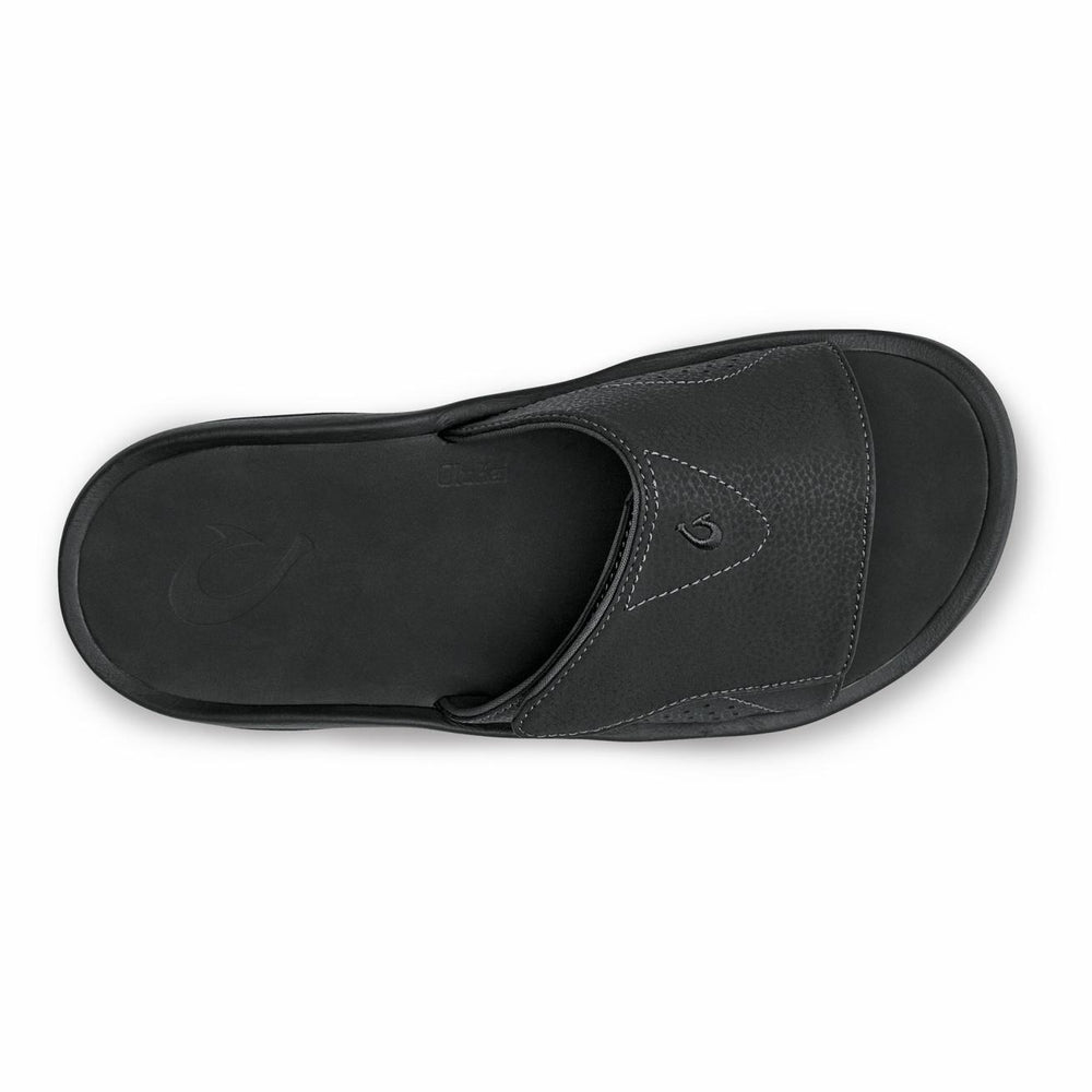 Olukai Nalu Slide Beach Slide Sandals - Black | Men Water-Friendly