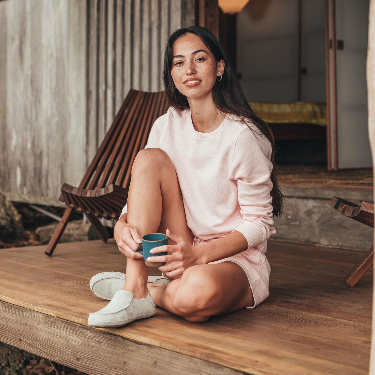 Olukai Nohea Leather Slippers - Pale Grey | Women Cold Weather