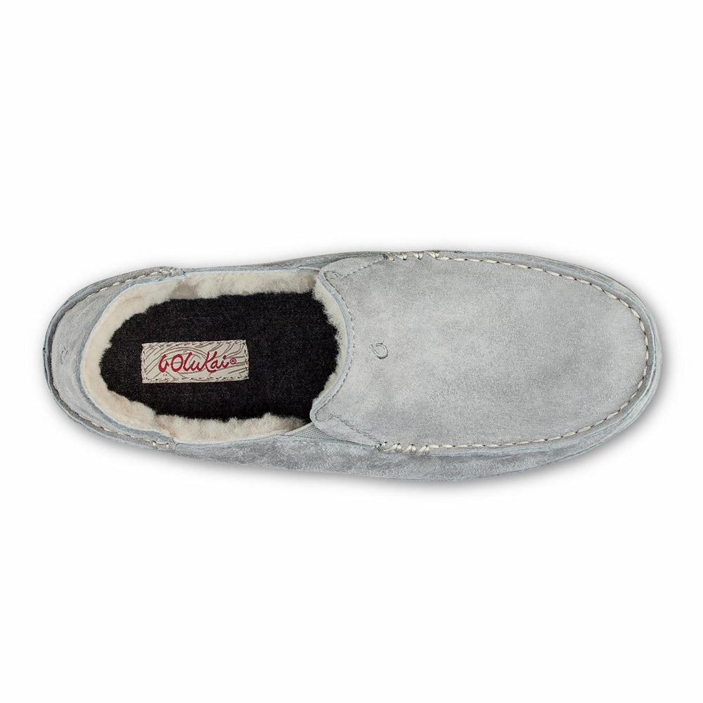 Olukai Nohea Leather Slippers - Pale Grey | Women Cold Weather